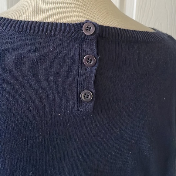 Talbots 3 Dachshunds doggies lightweight navy cotton sweater top LP - Picture 8 of 9